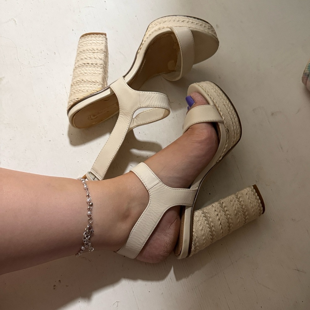 Aldo Off-White Platform Sandals